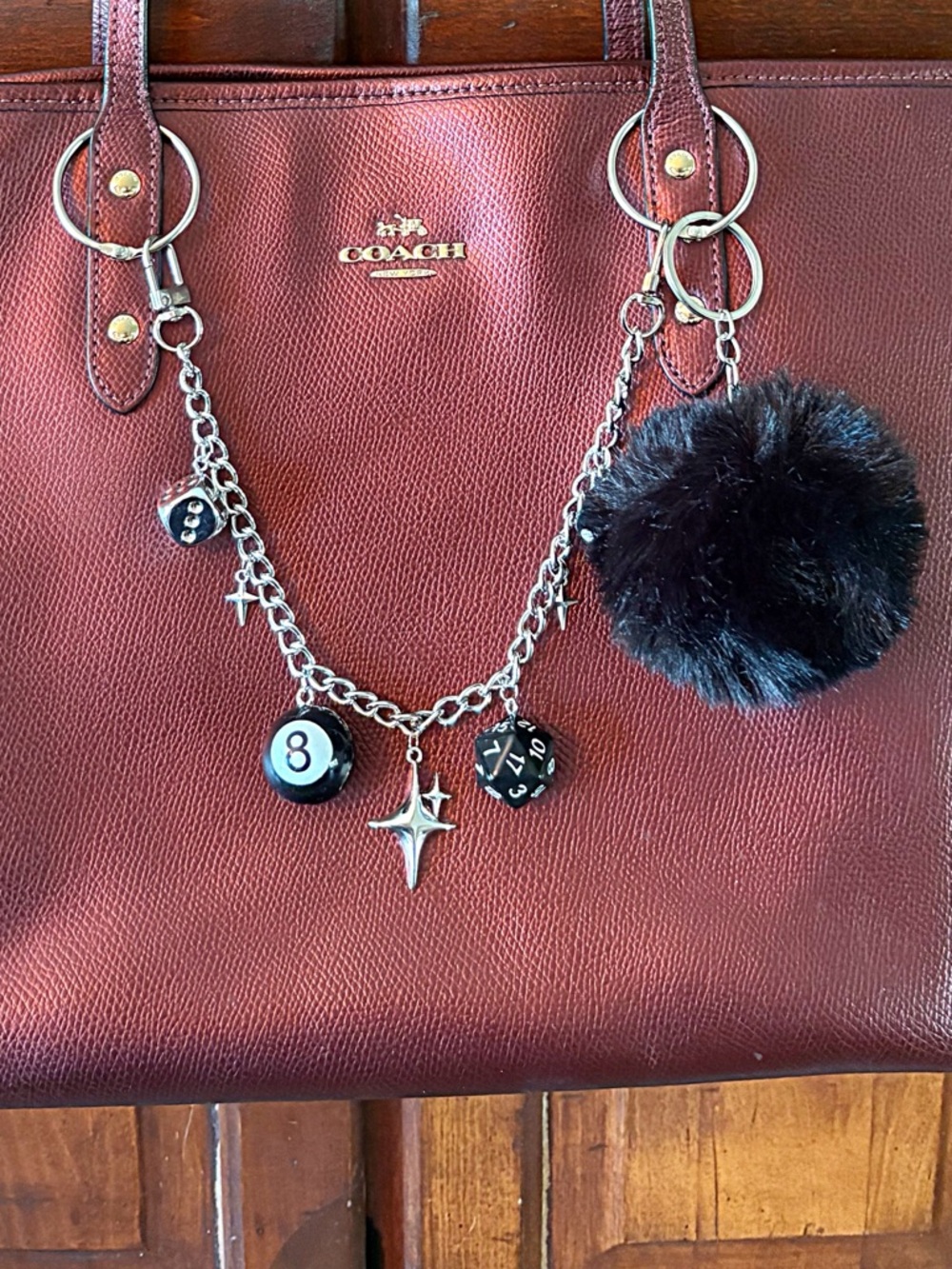 ♥️💖 NEW Black Fur Pouf Ball Pom Pom Keychain Bag Charm  Grad Gift